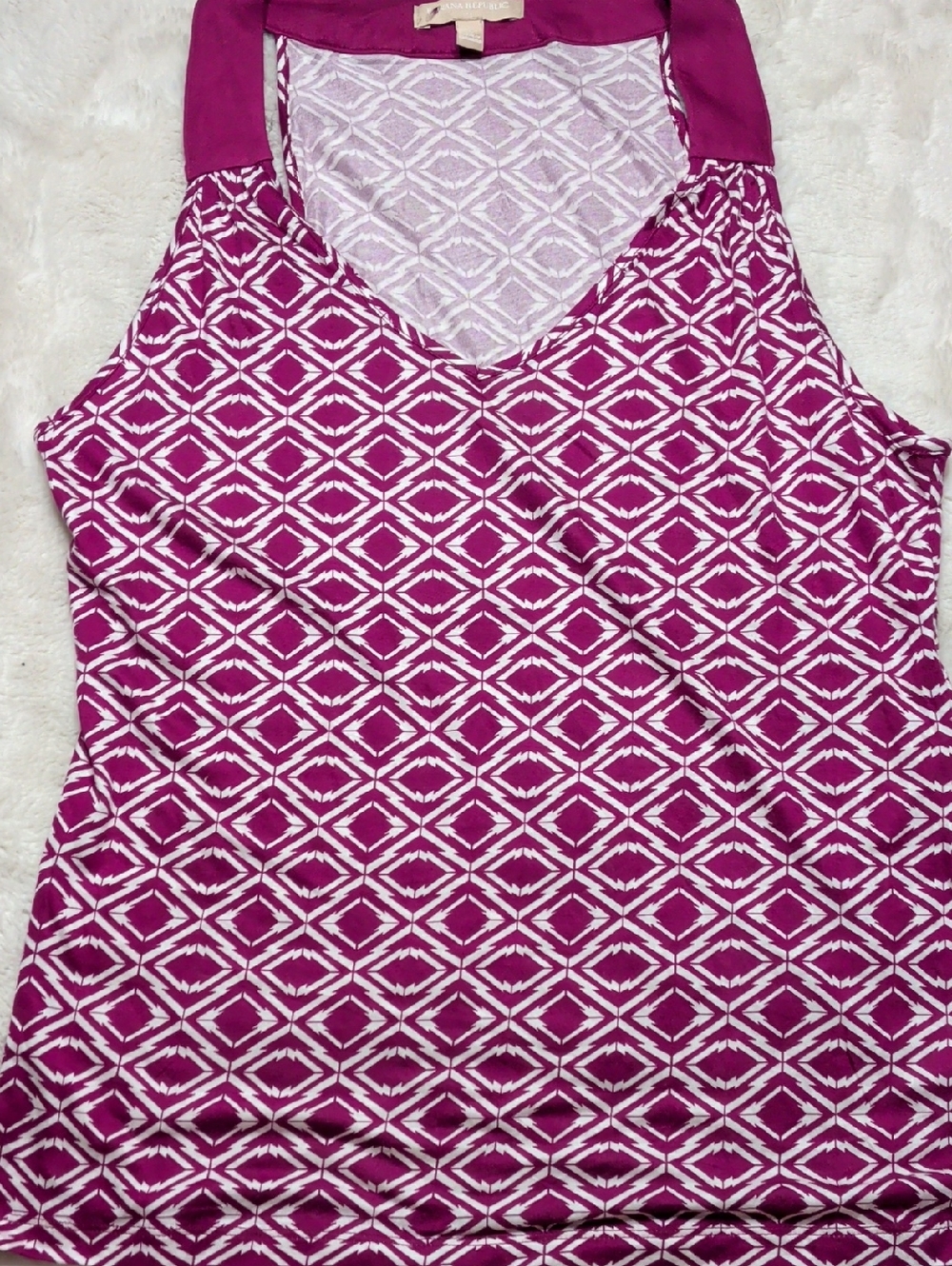 Banana Republic Magenta and White Geometric Tank‎ Top